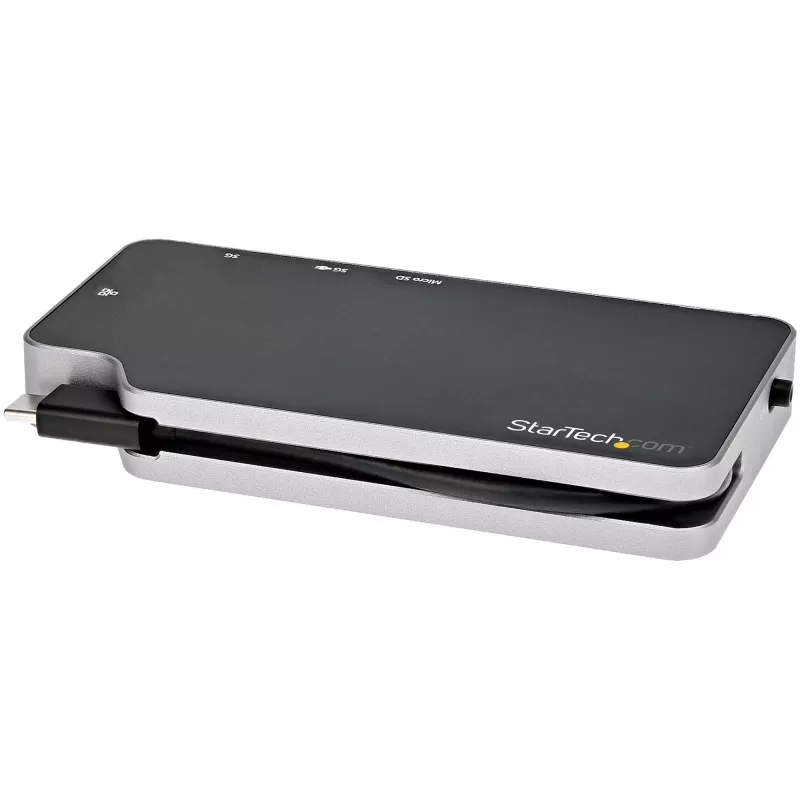 StarTech.com Adaptador Multiportas USB-C – USB-C para Vídeo HDMI 4K ou VGA com Passagem de Power Delivery 100W, Hub USB de 2 Portas 10Gbps, MicroSD, GbE – Mini Dock USB 3.1 Gen 2 Type-C de Viagem