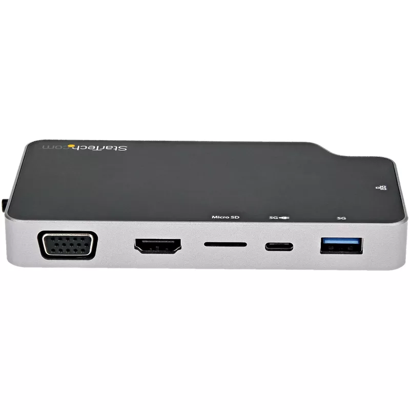 StarTech.com Adaptador Multiportas USB-C – USB-C para Vídeo HDMI 4K ou VGA com Passagem de Power Delivery 100W, Hub USB de 2 Portas 10Gbps, MicroSD, GbE – Mini Dock USB 3.1 Gen 2 Type-C de Viagem