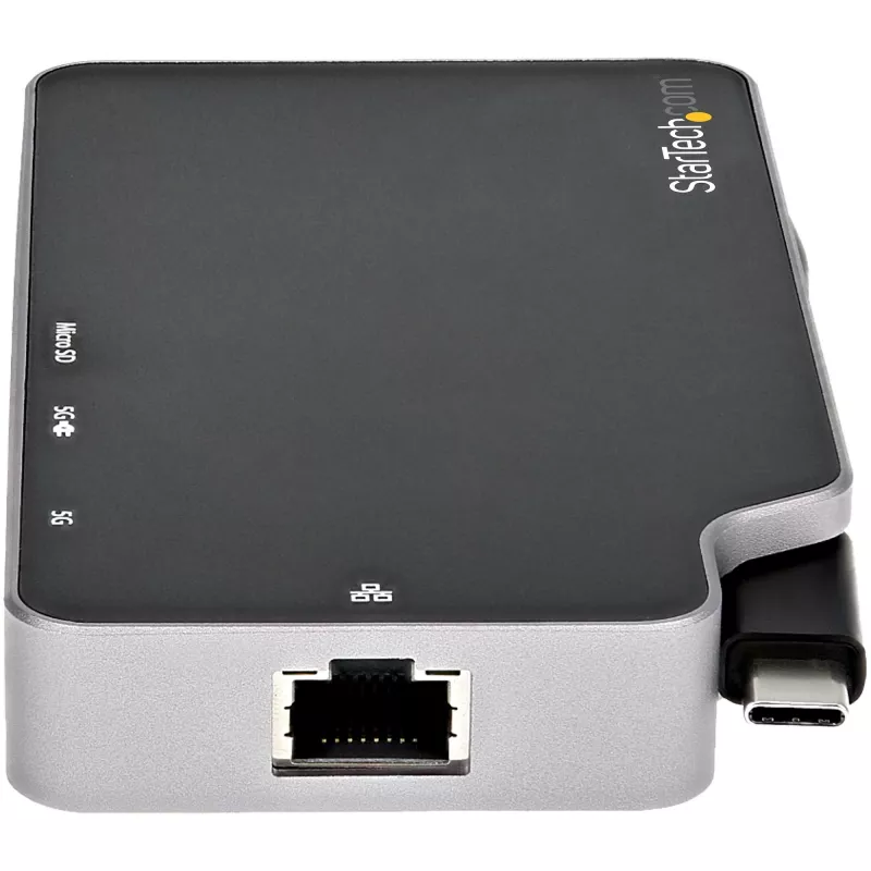 StarTech.com Adaptador Multiportas USB-C – USB-C para Vídeo HDMI 4K ou VGA com Passagem de Power Delivery 100W, Hub USB de 2 Portas 10Gbps, MicroSD, GbE – Mini Dock USB 3.1 Gen 2 Type-C de Viagem