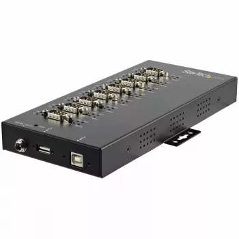 StarTech.com Hub Serial de 8 Portas Adaptador USB para RS232/RS485/RS422 – Hub Conversor Serial USB 2.0 para DB9 Industrial – Certificado IP30 – Hub Serial de Metal Montável em Calha DIN – Proteção ESD 15 kV