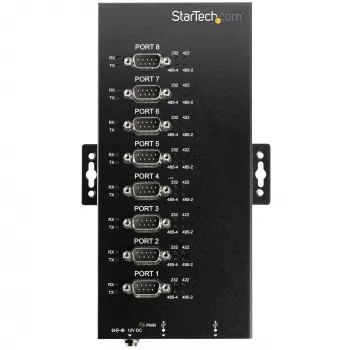 StarTech.com Hub Serial de 8 Portas Adaptador USB para RS232/RS485/RS422 – Hub Conversor Serial USB 2.0 para DB9 Industrial – Certificado IP30 – Hub Serial de Metal Montável em Calha DIN – Proteção ESD 15 kV