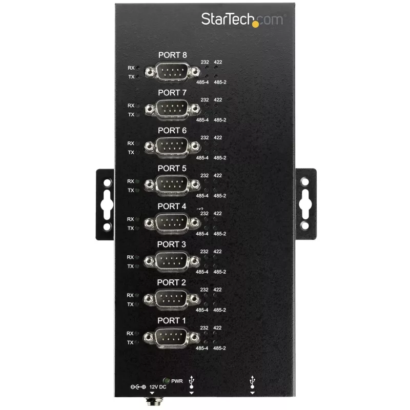 StarTech.com Hub Serial de 8 Portas Adaptador USB para RS232/RS485/RS422 – Hub Conversor Serial USB 2.0 para DB9 Industrial – Certificado IP30 – Hub Serial de Metal Montável em Calha DIN – Proteção ESD 15 kV