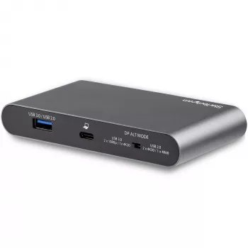 StarTech.com Dock USB-C – DisplayPort para Dois Monitores 4K – Mini Dock para Portátil – Passagem de Power Delivery 100 W – GbE, Hub USB-A de 2 Portas – Adaptador Multiportas USB Type-C – Cabo de 1 m