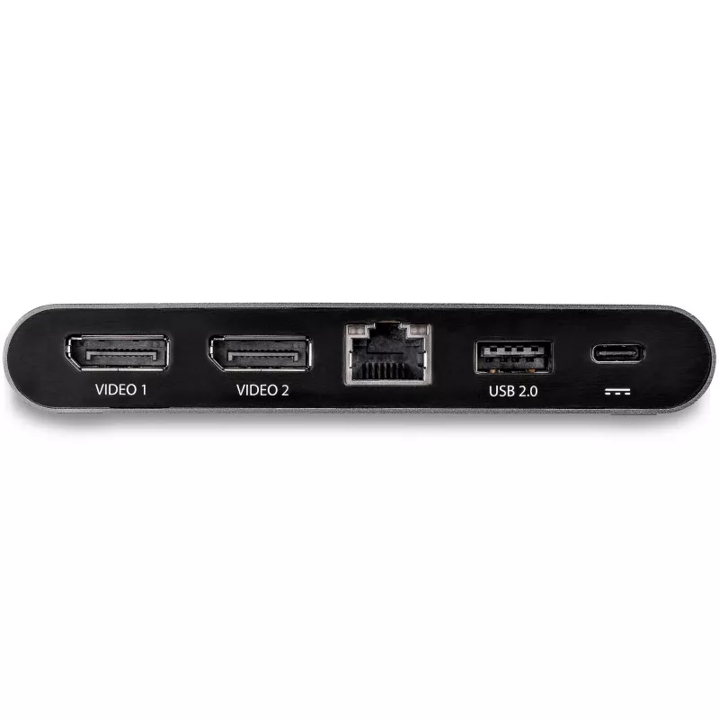 StarTech.com Dock USB-C – DisplayPort para Dois Monitores 4K – Mini Dock para Portátil – Passagem de Power Delivery 100 W – GbE, Hub USB-A de 2 Portas – Adaptador Multiportas USB Type-C – Cabo de 1 m