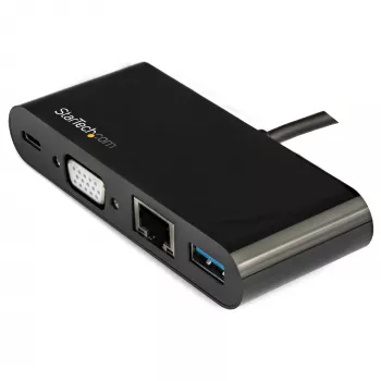 StarTech.com Adaptador Multiportas USB-C – Mini Dock USB-C com Vídeo VGA 1080p para um Monitor – Passagem de Power Delivery 60 W – USB 3.1 Gen 1 Type-A 5 Gbit/s, Gigabit Ethernet – Dock