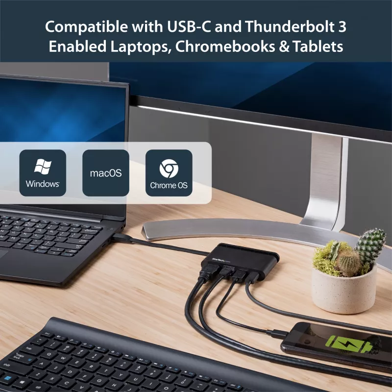 StarTech.com Adaptador Multiportas USB-C - Dock USB-C Portátil com HDMI 4K - Passagem PD 3.0 100W, 1x USB-A, 1x USB-C, GbE - Dock de Viagem para Portátil Thunderbolt 3 & USB Type-C - Mac & Windows
