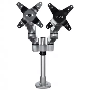 StarTech.com Suporte de Mesa para Dois Monitores – Braço de Monitor Articulado Premium – Monitores VESA até 30 polegadas – Suporte de Monitor Ajustável em Altura – Rotativo/Inclinável/Orientável – Grampo/Passagem de Mesa – Prateado