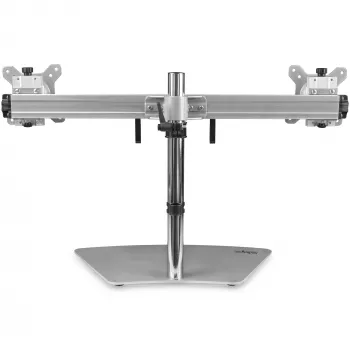 StarTech.com Suporte para Dois Monitores – Suporte de Mesa Ergonómico Autónomo para Dois Monitores VESA de 24 Polegadas – Ajuste de Altura Sincronizado – Montagem Dupla em Mastro – Prateado