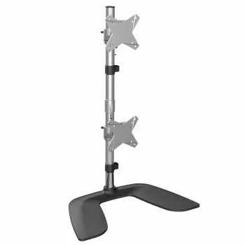 StarTech.com Suporte Vertical para Dois Monitores – Suporte de Secretária Ergonómico para Dois Monitores Empilhados até 27 Polegadas, Suporte VESA – Suporte de Monitor Universal Autónomo – Ajustável em Altura – Prateado