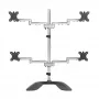 StarTech.com Suporte de Secretária para Quatro Monitores - Braço Ergonómico VESA para 4 Monitores (2x2) até 32 Polegadas - Suporte de Montagem em Mastro Universal Ajustável Autónomo - Ajustável em Altura/Inclinável/Orientável/Rotativo - Prateado