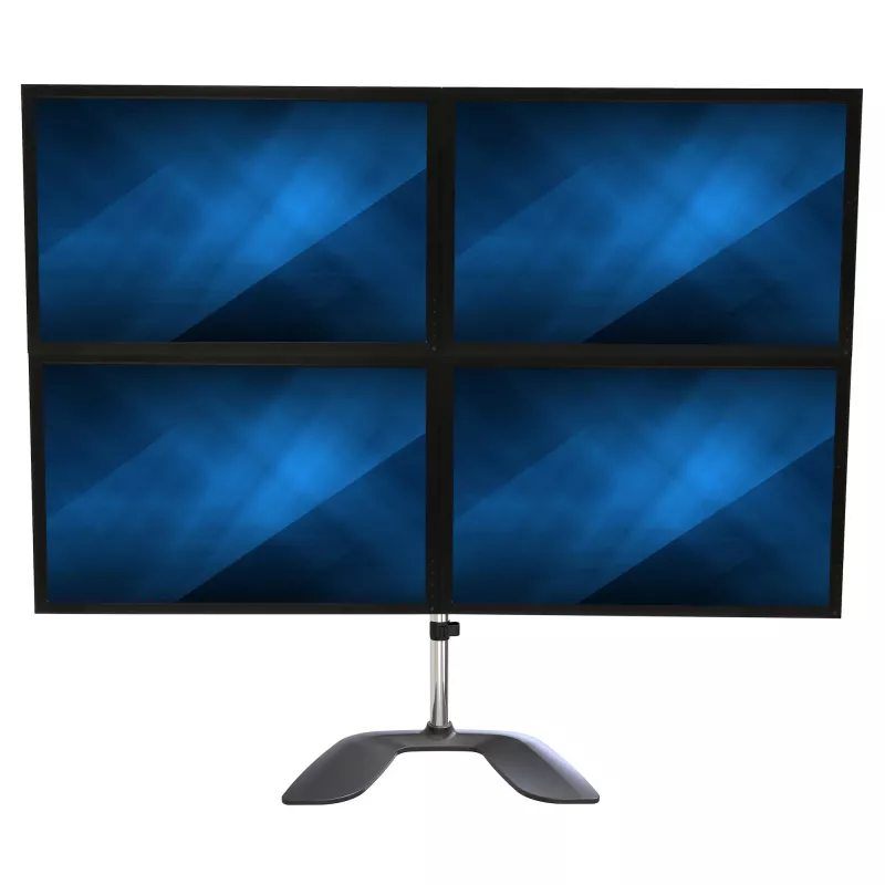 StarTech.com Suporte de Secretária para Quatro Monitores - Braço Ergonómico VESA para 4 Monitores (2x2) até 32 Polegadas - Suporte de Montagem em Mastro Universal Ajustável Autónomo - Ajustável em Altura/Inclinável/Orientável/Rotativo - Prateado