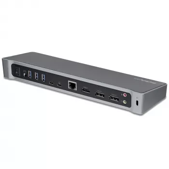 StarTech.com Dock USB-C 4K, Dock para Três Monitores UHD 4K, Mac & Windows, USB-C para HDMI & DisplayPort, Power Delivery 100W, Hub USB 5Gbit/s de 5 Portas – TAA