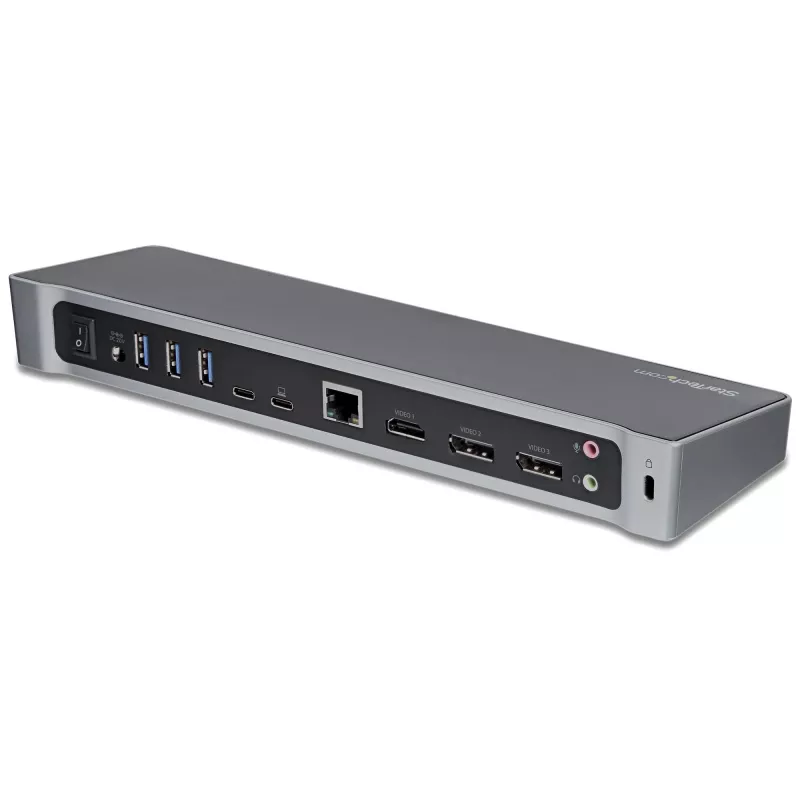 StarTech.com Dock USB-C 4K, Dock para Três Monitores UHD 4K, Mac & Windows, USB-C para HDMI & DisplayPort, Power Delivery 100W, Hub USB 5Gbit/s de 5 Portas – TAA
