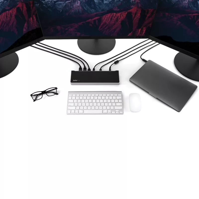 StarTech.com Dock USB-C 4K, Dock para Três Monitores UHD 4K, Mac & Windows, USB-C para HDMI & DisplayPort, Power Delivery 100W, Hub USB 5Gbit/s de 5 Portas – TAA