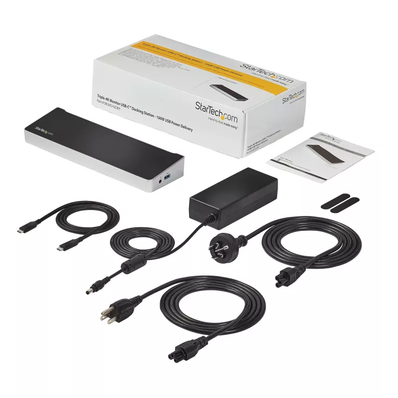 StarTech.com Dock USB-C 4K, Dock para Três Monitores UHD 4K, Mac & Windows, USB-C para HDMI & DisplayPort, Power Delivery 100W, Hub USB 5Gbit/s de 5 Portas – TAA