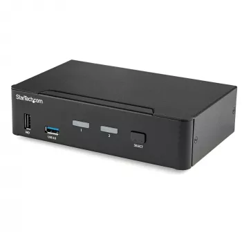StarTech.com Switch KVM DisplayPort de 2 Portas - 4K 60Hz - Ecrã Único - Switch KVM USB DP 1.2 UHD de Duas Portas com Hub USB 3.0 & Áudio Integrados - Dell HP Apple Lenovo - Conforme TAA