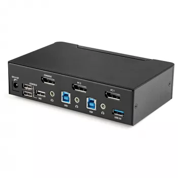 StarTech.com Switch KVM DisplayPort de 2 Portas - 4K 60Hz - Ecrã Único - Switch KVM USB DP 1.2 UHD de Duas Portas com Hub USB 3.0 & Áudio Integrados - Dell HP Apple Lenovo - Conforme TAA