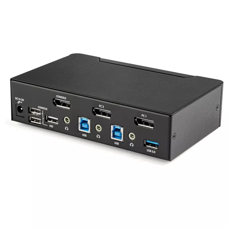 StarTech.com Switch KVM DisplayPort de 2 Portas - 4K 60Hz - Ecrã Único - Switch KVM USB DP 1.2 UHD de Duas Portas com Hub USB 3.0 & Áudio Integrados - Dell HP Apple Lenovo - Conforme TAA
