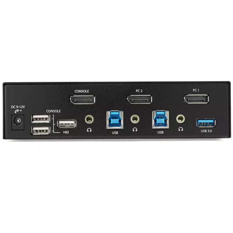 StarTech.com Switch KVM DisplayPort de 2 Portas - 4K 60Hz - Ecrã Único - Switch KVM USB DP 1.2 UHD de Duas Portas com Hub USB 3.0 & Áudio Integrados - Dell HP Apple Lenovo - Conforme TAA