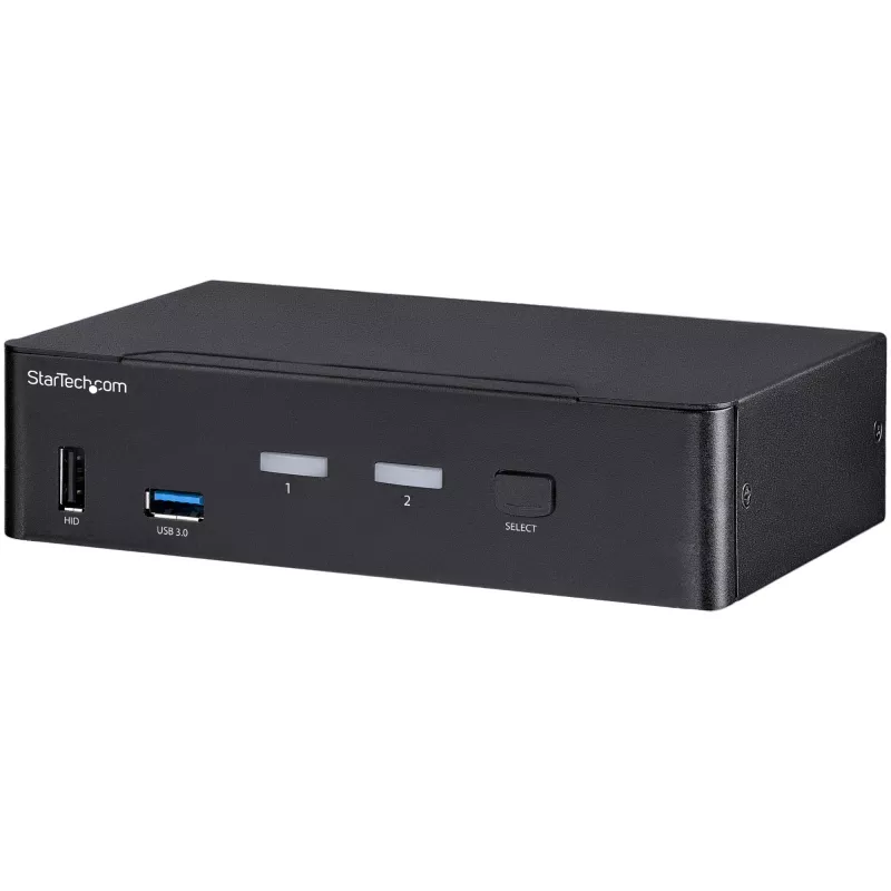 StarTech.com Switch KVM DisplayPort de 2 Portas - 4K 60Hz - Ecrã Único - Switch KVM USB DP 1.2 UHD de Duas Portas com Hub USB 3.0 & Áudio Integrados - Dell HP Apple Lenovo - Conforme TAA