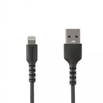 StarTech.com 6 Pés (2 m) Cabo USB-A para Lightning Preto Robusto – Cabo de Carregamento/Sincronização USB Type-A para Lightning Robusto de Fibra Aramid – Certificado Apple MFi para iPad/iPhone 12