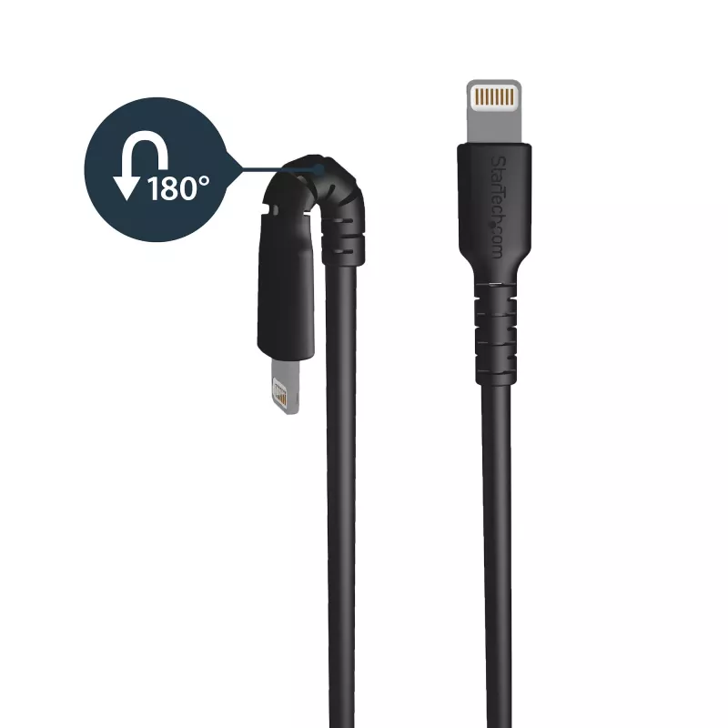 StarTech.com 6 Pés (2 m) Cabo USB-A para Lightning Preto Robusto – Cabo de Carregamento/Sincronização USB Type-A para Lightning Robusto de Fibra Aramid – Certificado Apple MFi para iPad/iPhone 12