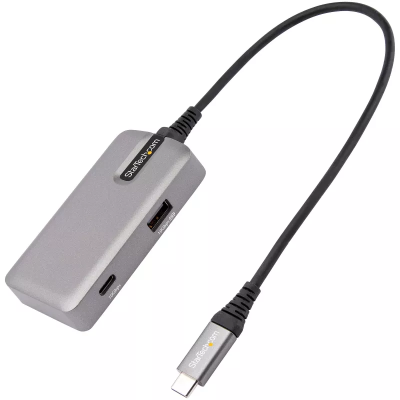 StarTech.com Adaptador Multiportas USB-C – USB-C para HDMI 2.0 4K 60Hz, Passagem de Power Delivery 100 W – Hub USB de 3 Portas 10 Gbit/s – Mini Dock USB Type-C Portátil – Cabo de 25 cm
