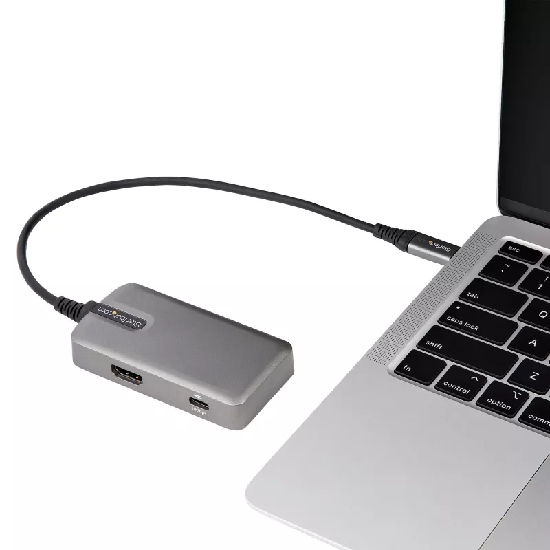 StarTech.com Adaptador Multiportas USB-C – USB-C para HDMI 2.0 4K 60Hz, Passagem de Power Delivery 100 W – Hub USB de 3 Portas 10 Gbit/s – Mini Dock USB Type-C Portátil – Cabo de 25 cm