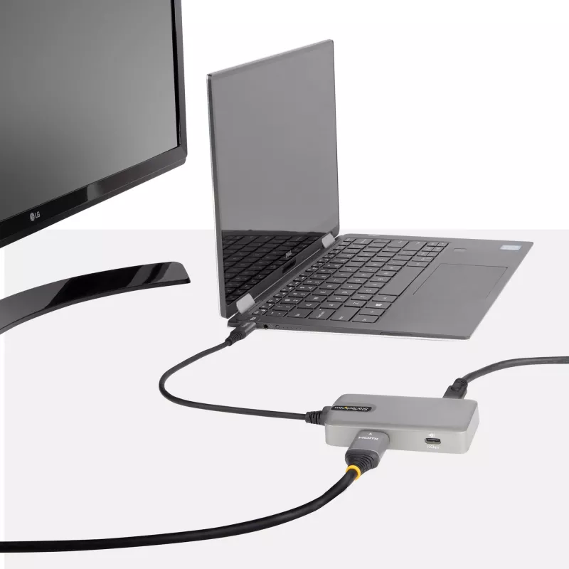 StarTech.com Adaptador Multiportas USB-C – USB-C para HDMI 2.0 4K 60Hz, Passagem de Power Delivery 100 W – Hub USB de 3 Portas 10 Gbit/s – Mini Dock USB Type-C Portátil – Cabo de 25 cm