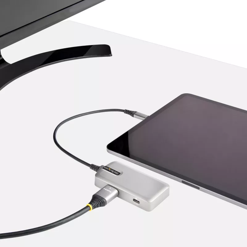 StarTech.com Adaptador Multiportas USB-C – USB-C para HDMI 2.0 4K 60Hz, Passagem de Power Delivery 100 W – Hub USB de 3 Portas 10 Gbit/s – Mini Dock USB Type-C Portátil – Cabo de 25 cm
