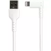 StarTech.com 1 m Cabo USB-A para Lightning Robusto – Branco 90° Angular Resistente Fibra Aramid Cabo de Carregamento/Sincronização USB Type-A para Lightning – Certificado Apple MFi – iPhone
