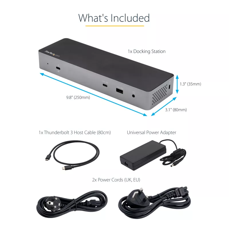 StarTech.com Dock USB C para Macbook Pro/Air-M1/M2/M3/M4, Compatível com Thunderbolt, HDMI/DisplayPort, Dois Monitores 4K 60Hz/Um Monitor 8K, Dock para Portátil USB Type-C, Power Delivery 96W, USB 10Gbps
