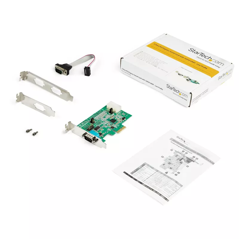 StarTech.com Placa Adaptadora Serial PCI Express RS232 de 2 Portas – Controlador Anfitrião Serial PCIe RS232 – PCIe para Serial DB9 – UART 16950 – Placa de Expansão Low-Profile – Windows & Linux