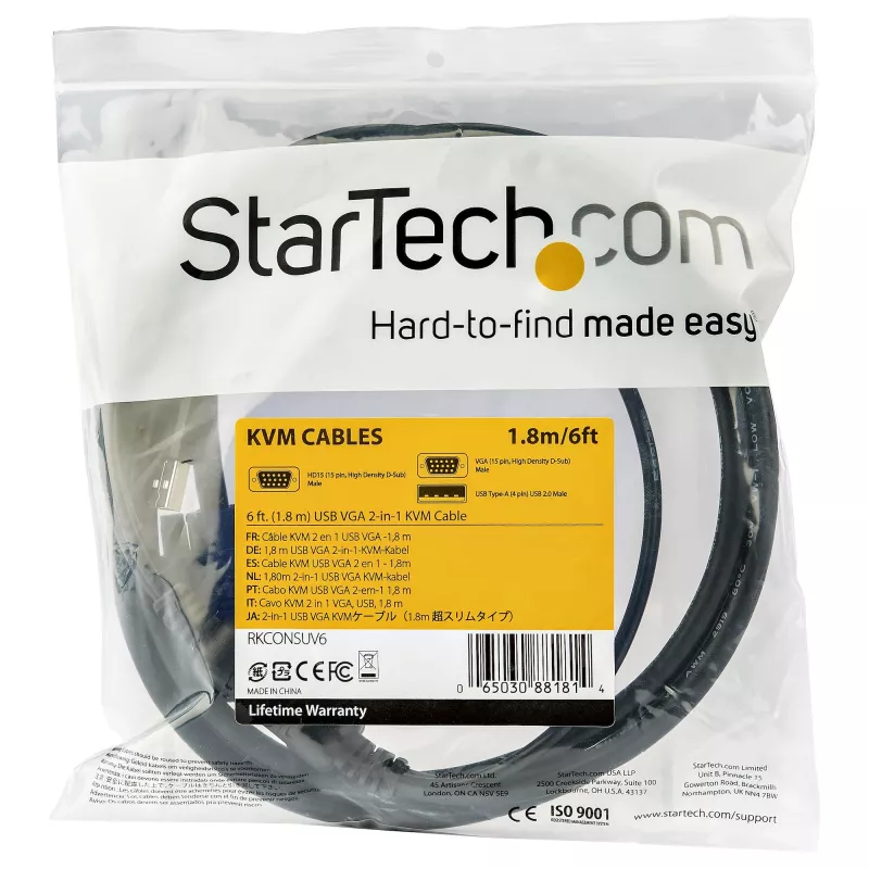 StarTech.com Cabo KVM USB de 3 m para consolas rackmount