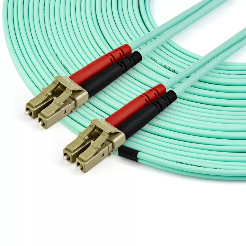 StarTech.com Cabo de fibra ótica multimodo LC/UPC para LC/UPC OM3 de 15 m (50 pés), full duplex, cabo de fibra zipcord 50/125 µm, 100G, baixa atenuação de inserção, cabo jumper de fibra LSZH