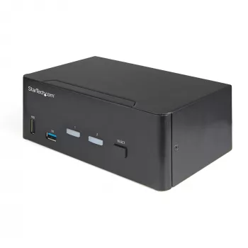 StarTech.com Comutador KVM HDMI de 2 portas para monitor duplo – 4K 60 Hz Ultra HD HDR – Comutador KVM HDMI 2.0 4K de secretária com hub USB 3.0 de 2 portas (5 Gbit/s) e 4x USB 2.0 HID, áudio – Comutação por tecla de atalho – TAA