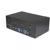 StarTech.com Comutador KVM HDMI de 2 portas para monitor duplo – 4K 60 Hz Ultra HD HDR – Comutador KVM HDMI 2.0 4K de secretária com hub USB 3.0 de 2 portas (5 Gbit/s) e 4x USB 2.0 HID, áudio – Comutação por tecla de atalho – TAA