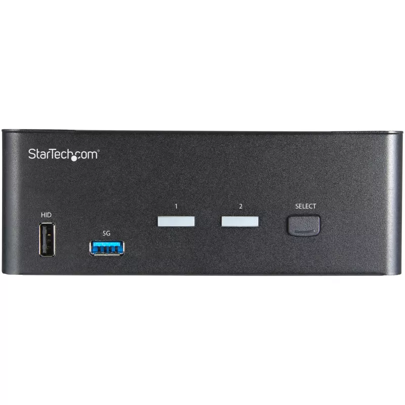 StarTech.com Comutador KVM HDMI de 2 portas para monitor duplo – 4K 60 Hz Ultra HD HDR – Comutador KVM HDMI 2.0 4K de secretária com hub USB 3.0 de 2 portas (5 Gbit/s) e 4x USB 2.0 HID, áudio – Comutação por tecla de atalho – TAA