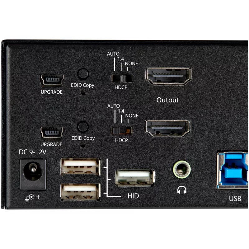 StarTech.com Comutador KVM HDMI de 2 portas para monitor duplo – 4K 60 Hz Ultra HD HDR – Comutador KVM HDMI 2.0 4K de secretária com hub USB 3.0 de 2 portas (5 Gbit/s) e 4x USB 2.0 HID, áudio – Comutação por tecla de atalho – TAA