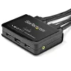 StarTech.com Comutador KVM HDMI de 2 portas - 4K 60Hz - Comutador KVM USB de secretária compacto de duas portas UHD/Ultra HD com cabos integrados de 1,2 m e áudio - Alimentado por bus e comutação remota - MacBook ThinkPad