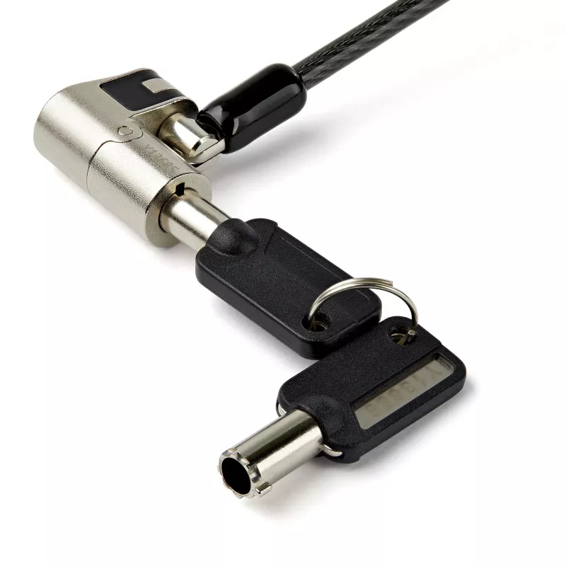 StarTech.com Fechadura de cabo universal 3-em-1 para portátil de 2 m – Fechadura de cabo de segurança com chave para portátil/desktop, compatível com K-Slot, Nano e Wedge-Slot – Fechadura de cabo de aço antifurto com chaves