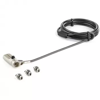 StarTech.com Fechadura de cabo universal 3-em-1 para portátil de 6,5' (2m) - Fechadura de combinação numérica de 4 dígitos para portátil/desktop compatível com K-Slot, Nano e Wedge-Slot - Cabo de aço antifurto