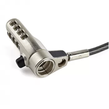StarTech.com Fechadura de cabo universal 3-em-1 para portátil de 6,5' (2m) - Fechadura de combinação numérica de 4 dígitos para portátil/desktop compatível com K-Slot, Nano e Wedge-Slot - Cabo de aço antifurto