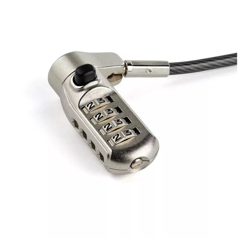 StarTech.com Fechadura de cabo universal 3-em-1 para portátil de 6,5' (2m) - Fechadura de combinação numérica de 4 dígitos para portátil/desktop compatível com K-Slot, Nano e Wedge-Slot - Cabo de aço antifurto