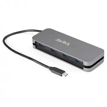 StarTech.com Hub USB C de 4 portas - 4x USB-A - Hub USB 3.0 Type-C - USB 3.2 Gen 1 (5Gbps) - Hub portátil USB-C para USB-A alimentado por bus para portátil - Cabo de 11,2 polegadas (28,5cm) com gestão de cabos