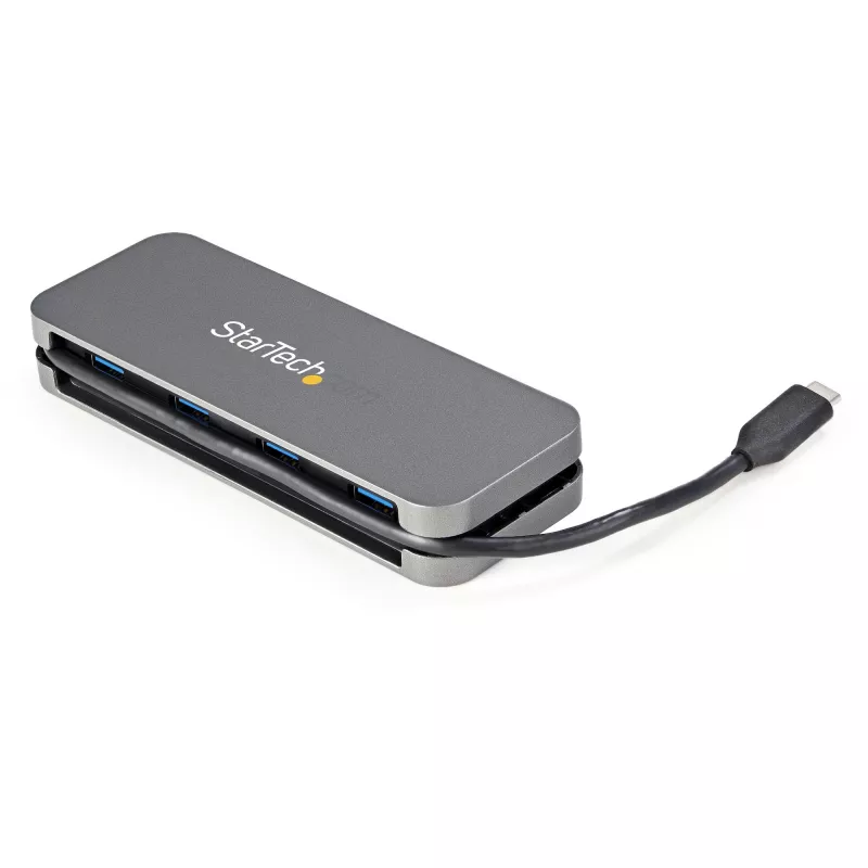 StarTech.com Hub USB C de 4 portas - 4x USB-A - Hub USB 3.0 Type-C - USB 3.2 Gen 1 (5Gbps) - Hub portátil USB-C para USB-A alimentado por bus para portátil - Cabo de 11,2 polegadas (28,5cm) com gestão de cabos