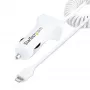StarTech.com Carregador de automóvel Lightning com cabo espiral, cabo espiral Lightning de 1 m, 12 W, branco, adaptador de carregamento USB duplo para automóvel para telefones e tablets, carregador de automóvel iPhone dual-USB