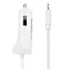 StarTech.com Carregador de automóvel Lightning com cabo espiral, cabo espiral Lightning de 1 m, 12 W, branco, adaptador de carregamento USB duplo para automóvel para telefones e tablets, carregador de automóvel iPhone dual-USB