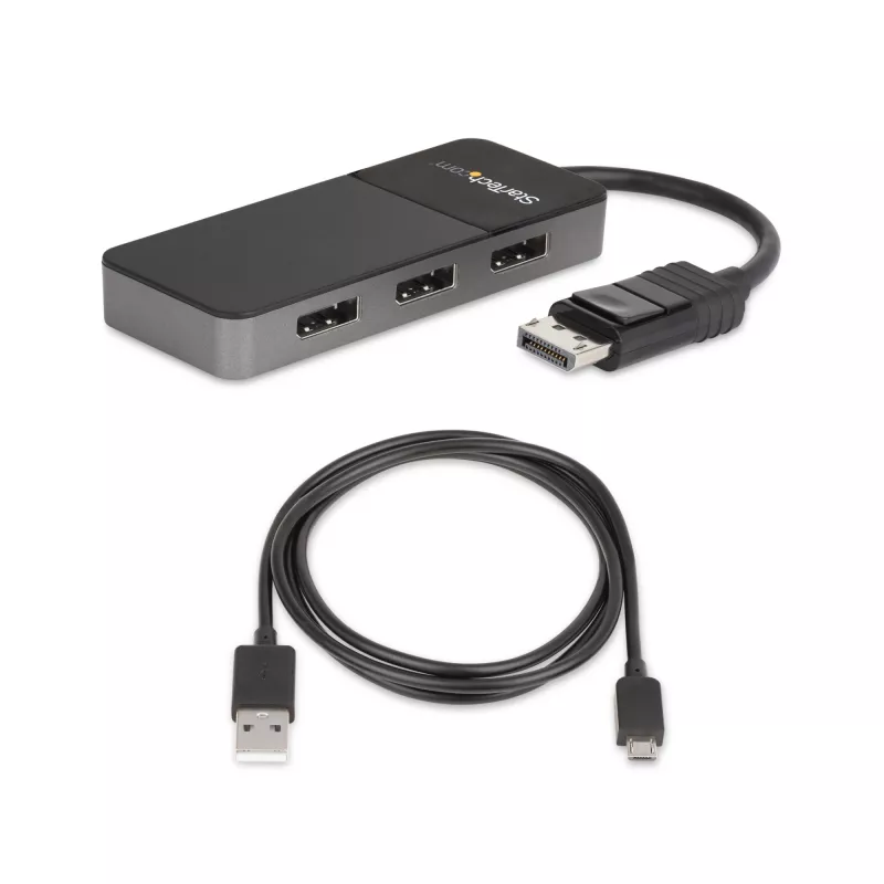 StarTech.com Adaptador multi-monitor de 3 portas – Splitter de vídeo DisplayPort 1.4 para 3x DisplayPort 4K – Duplo ou triplo 4K – Hub MST DisplayPort para portátil/desktop para vários monitores – Apenas para PCs Windows