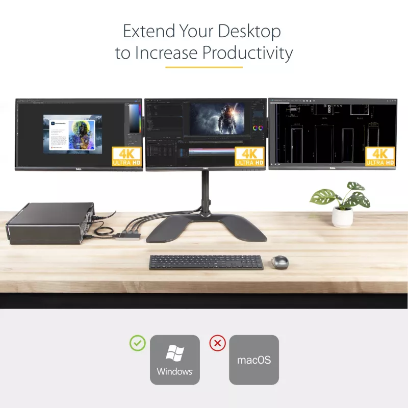 StarTech.com Adaptador multi-monitor de 3 portas – Splitter de vídeo DisplayPort 1.4 para 3x DisplayPort 4K – Duplo ou triplo 4K – Hub MST DisplayPort para portátil/desktop para vários monitores – Apenas para PCs Windows